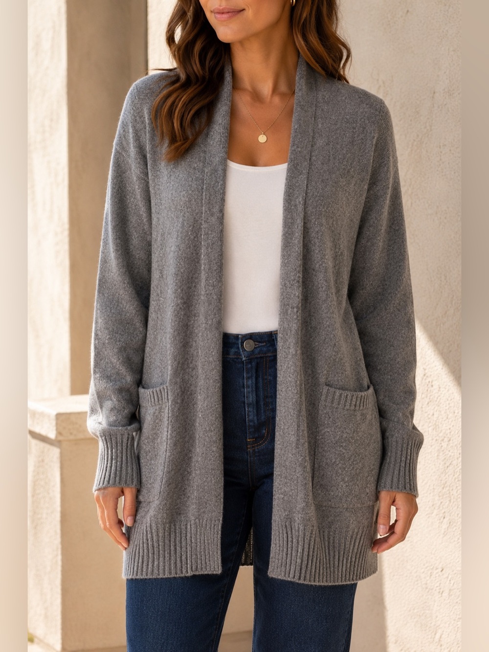 Banana Republic Italian Yarn Wool Cashmere Cardigan Gray Small
